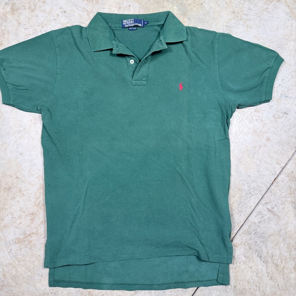 Vintage‎ 90's Polo Ralph Lauren Green Mens Cotton Short Sleeve Polo Shirt Size M